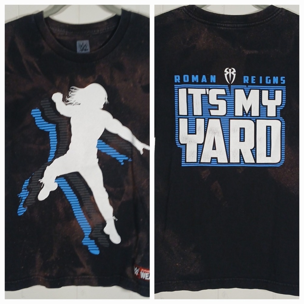 WWE Roman Reigns Shirt It's My Yard YOUTH Large Bleach Dyed Wrestling Tee SS